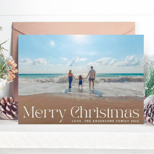 Cartes Pour Fêtes Annuelles Élégant blanc moderne script photo Joyeux Noël