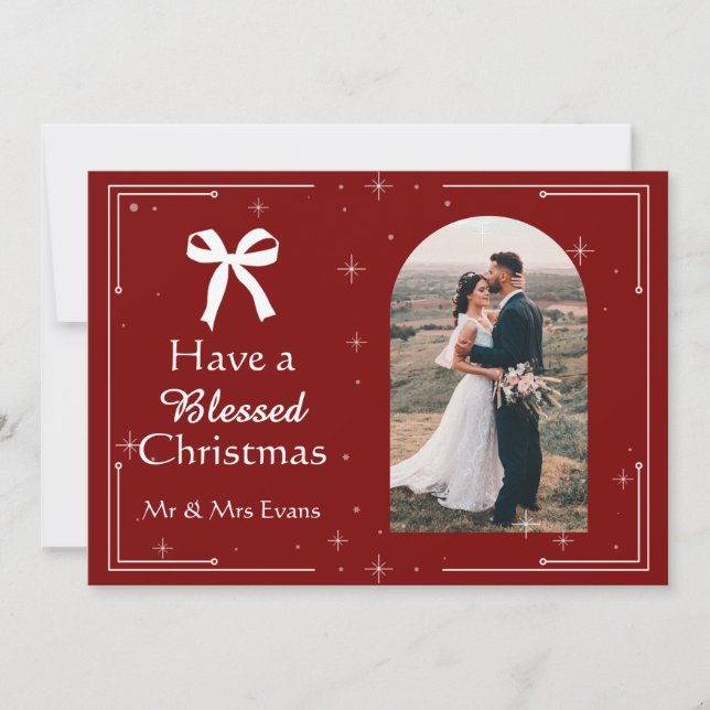 Cartes Pour Fêtes Annuelles Elegant Blessed Christmas Photo Card  (Devant)