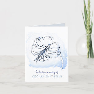 Cartes Pour Fêtes Annuelles Élégant bleu et blanc Lily Love Mémoire Sympathie