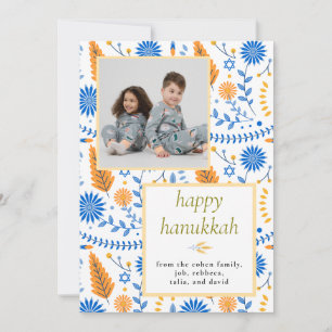 Cartes Pour Fêtes Annuelles Elegant bleu Joyeux Hanukkah Famille 1 Photo