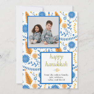 Cartes Pour Fêtes Annuelles Elegant bleu Joyeux Hanukkah Famille 1 Photo