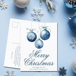 Cartes Pour Fêtes Annuelles Élégant Bleu Joyeux Noël Ornements Affaires