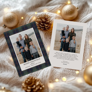Cartes Pour Fêtes Annuelles Elegant Blue and Green Plaid Photo Christmas 