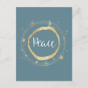 Cartes Pour Fêtes Annuelles Elégant Blue Gold Star moderne Peace