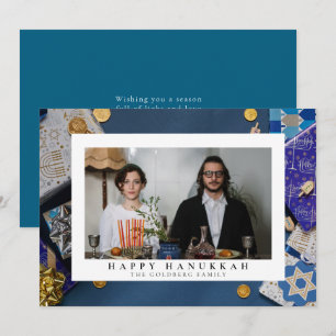 Cartes Pour Fêtes Annuelles Elegant Blue Joyeux Hanukkah Famille 1 Photo