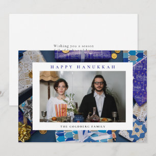Cartes Pour Fêtes Annuelles Elegant Blue Joyeux Hanukkah Famille 1 Photo