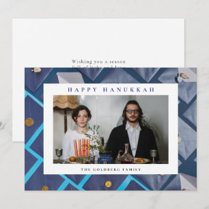 Cartes Pour Fêtes Annuelles Elegant Blue Joyeux Hanukkah Famille 1 Photo