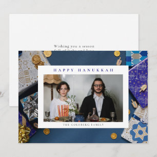 Cartes Pour Fêtes Annuelles Elegant Blue Joyeux Hanukkah Famille 1 Photo