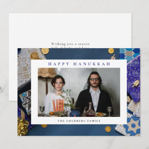 Cartes Pour Fêtes Annuelles Elegant Blue Joyeux Hanukkah Famille 1 Photo