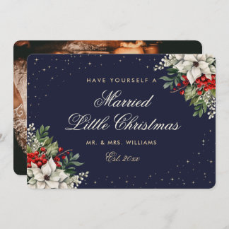 Cartes Pour Fêtes Annuelles Elegant Blue Photo First Married Christmas Wedding