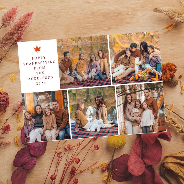 Cartes Pour Fêtes Annuelles Elégant Bon thanksgiving moderne Automne 5 Photo (Créateur téléchargé)