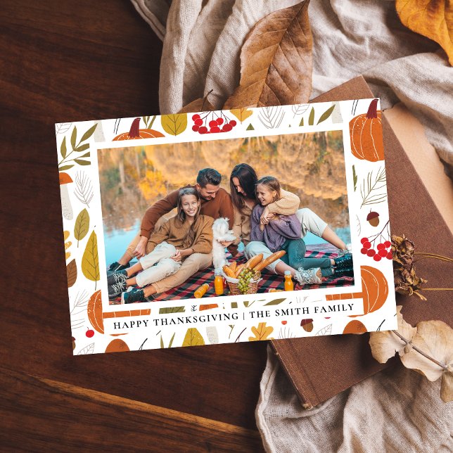 Cartes Pour Fêtes Annuelles Elégant Bon thanksgiving moderne photo d'automne (Créateur téléchargé)