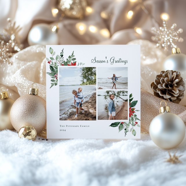 Cartes Pour Fêtes Annuelles Élégant botanique de Noël vert Photo (Créateur téléchargé)