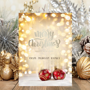 Cartes Pour Fêtes Annuelles Élégant boules de Noël rouge Bokeh