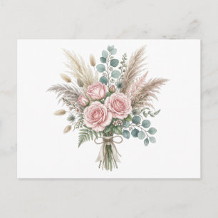 Cartes Pour Fêtes Annuelles Élégant Bouquet Floral Boho Rose Rose Blush Mariag