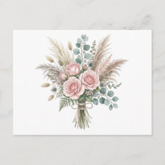 Cartes Pour Fêtes Annuelles Élégant Bouquet Floral Boho Rose Rose Blush Mariag