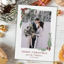 Elegant Bow with Greenery Photo Christmas