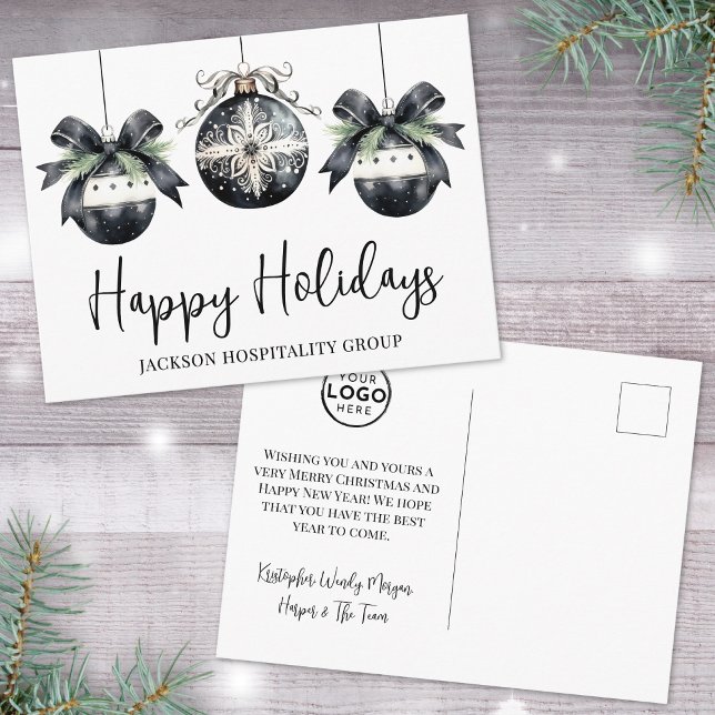 Cartes Pour Fêtes Annuelles Elegant Business Logo Christmas (Elegant Business Logo Christmas Holiday Postcard)