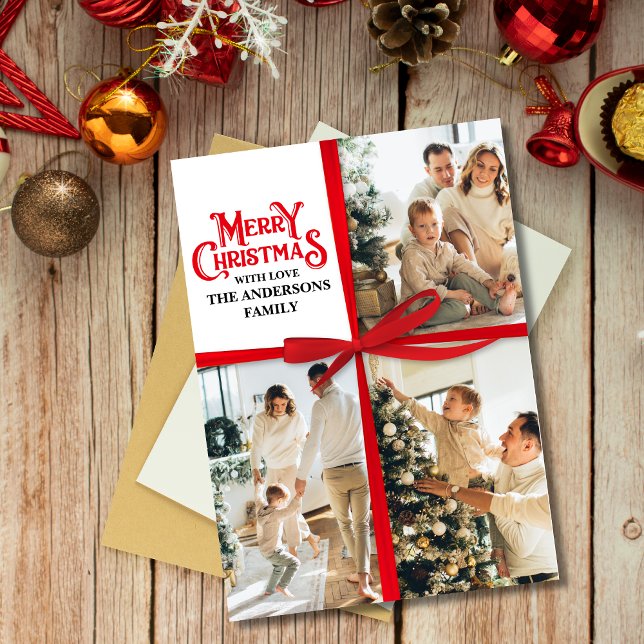 Cartes Pour Fêtes Annuelles Élégant cadeau enveloppé famille photo collage Noë (Créateur téléchargé)