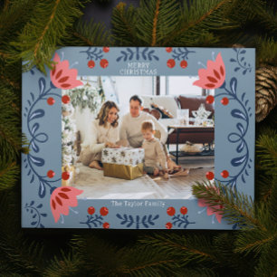 Cartes Pour Fêtes Annuelles Elégant cadre floral photo de Noël