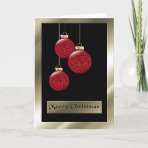 Cartes Pour Fêtes Annuelles Élégant cadre rouge de Noël Ornements or