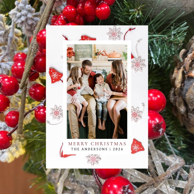Cartes Pour Fêtes Annuelles Elégant cadre simple Famille de Noël 1 Photo (Créateur téléchargé)