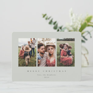 Cartes Pour Fêtes Annuelles Elégant cadre vert de taille minimale triple photo