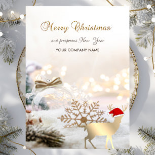 Cartes Pour Fêtes Annuelles Élégant, Cerf de Noël, Boules, Flocons de neige