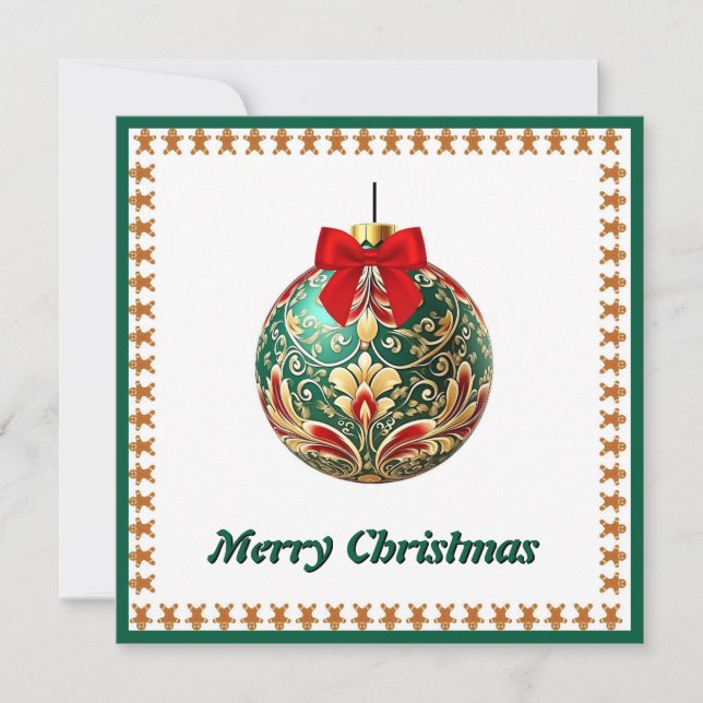 Cartes Pour Fêtes Annuelles Élégant Chic Rustique Coloré Joyeux Balle de Noël (Devant)