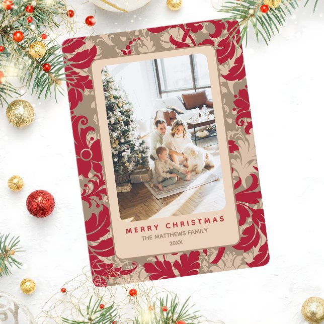 Cartes Pour Fêtes Annuelles Elegant Christmas Floral Custom Photo  (Créateur téléchargé)