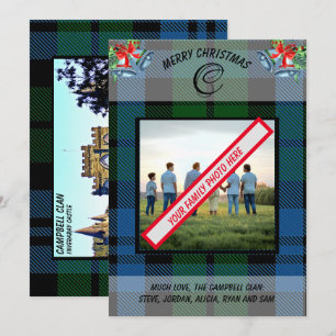 Cartes Pour Fêtes Annuelles Elégant Clan Campbell Blue Tartan Photo de famille