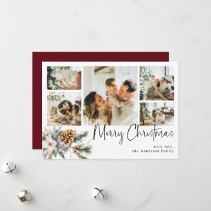 Cartes Pour Fêtes Annuelles Élégant collage photo et botanique Noël rouge
