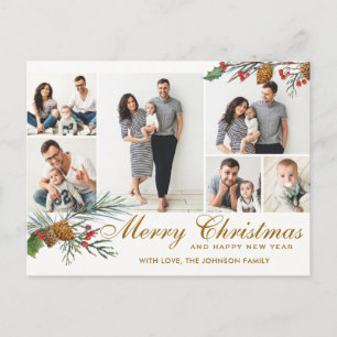 Cartes Pour Fêtes Annuelles Élégant cônes de pin de Noël 6 voeux photo