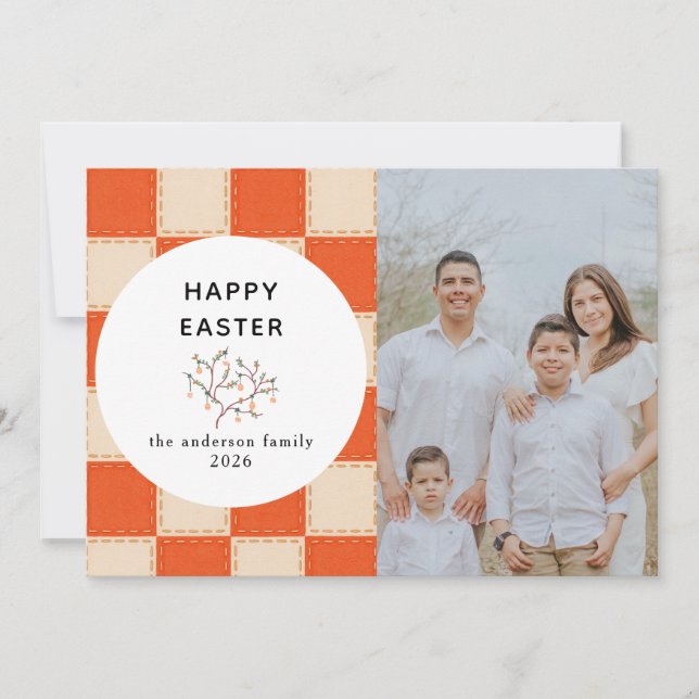 Cartes Pour Fêtes Annuelles Elegant Coral & Cream Pattern  Happy Easter Photo (Devant)