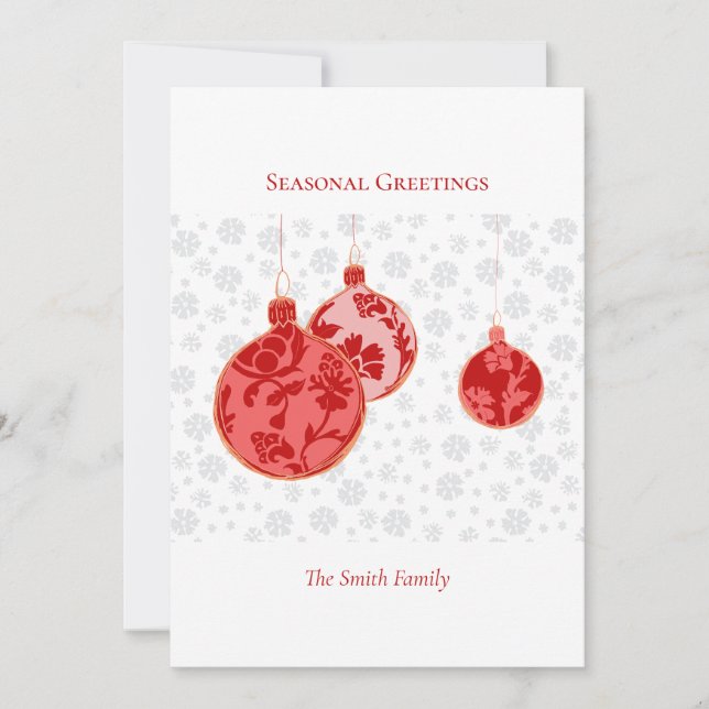 Cartes Pour Fêtes Annuelles Élégant Crimson minimal ornement floral (Devant)