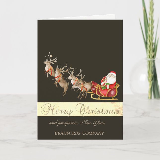 Cartes Pour Fêtes Annuelles Élégant Deers Santa Claus (Devant)