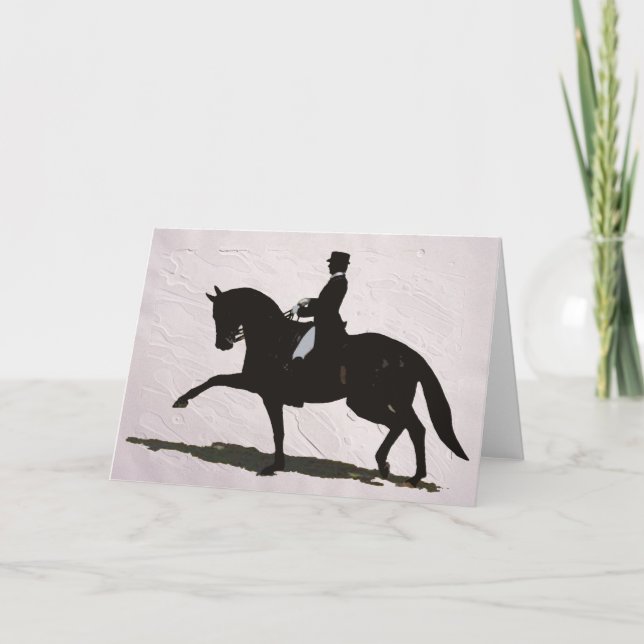 Cartes Pour Fêtes Annuelles Élégant Dressage Horse & Rider (Devant)