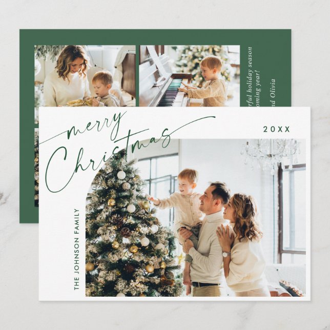 Cartes Pour Fêtes Annuelles Élégant élégant 5 PHOTO Noël Salutation (Devant / Derrière)