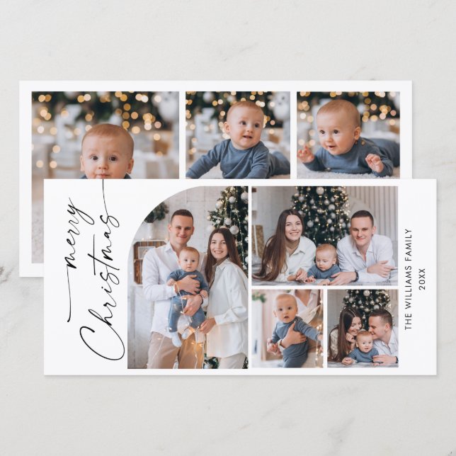 Cartes Pour Fêtes Annuelles Élégant Élégant 7 PHOTO Noël Salutation (Devant / Derrière)