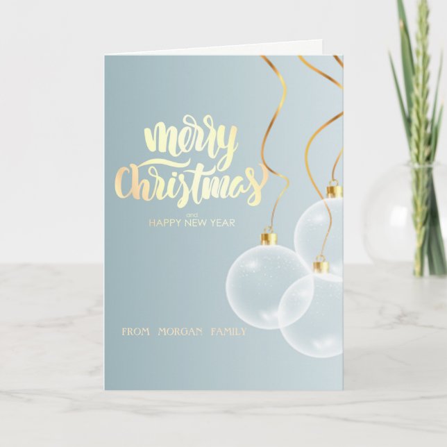 Cartes Pour Fêtes Annuelles Élégant élégant décor de boules de Noël (Devant)