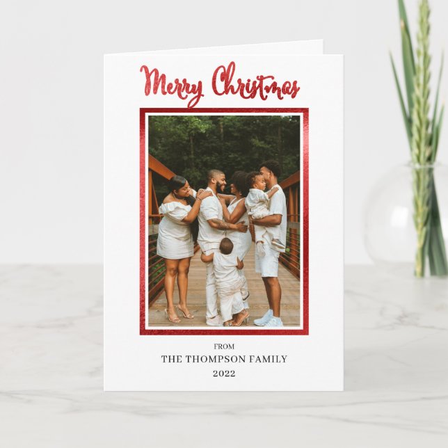 Cartes Pour Fêtes Annuelles Elégant et élégant Faux Foil Photo Joyeux Noël (Devant)