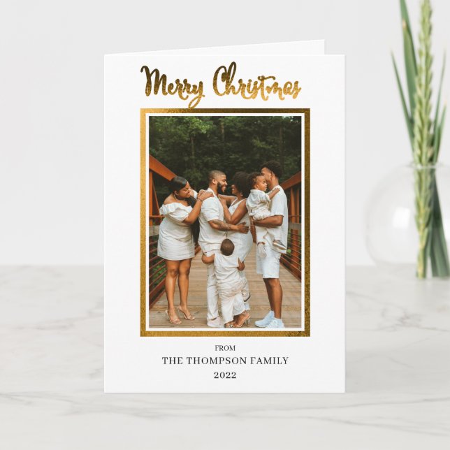 Cartes Pour Fêtes Annuelles Elégant et élégant Faux Foil Photo Joyeux Noël (Devant)