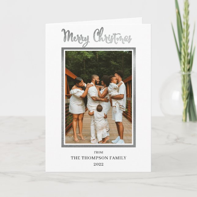 Cartes Pour Fêtes Annuelles Elégant et élégant Faux Foil Photo Joyeux Noël (Devant)