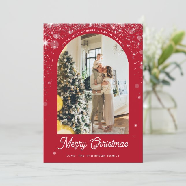 Cartes Pour Fêtes Annuelles Elégant étang Douche Avec Photo Famille Noël (Debout devant)