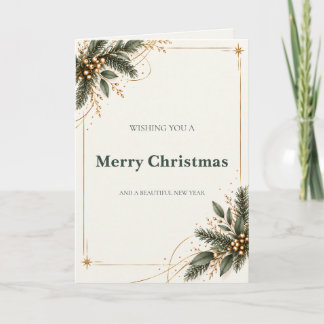 Cartes Pour Fêtes Annuelles Elegant Evergreen Gold Christmas Card