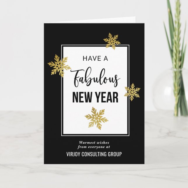 Cartes Pour Fêtes Annuelles Élégant Fabuleux Nouvel An Festif Gold Snowflakes (Devant)
