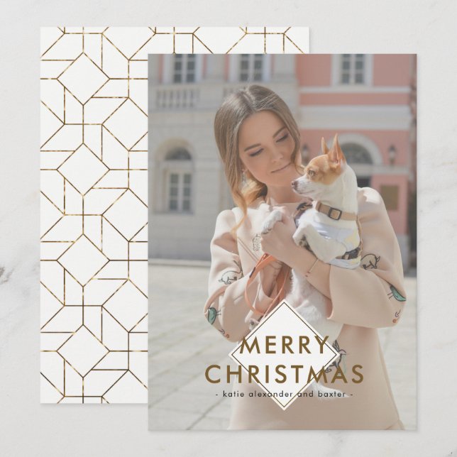Cartes Pour Fêtes Annuelles Elégant Faux Metallic Joyeux Noël Photo (Devant / Derrière)