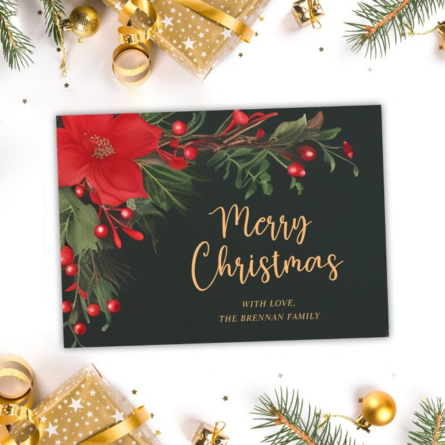 Cartes Pour Fêtes Annuelles Élégant Festif Vert Noël Non Photo (Elegant Festive Green Christmas Non Photo Holiday Card)
