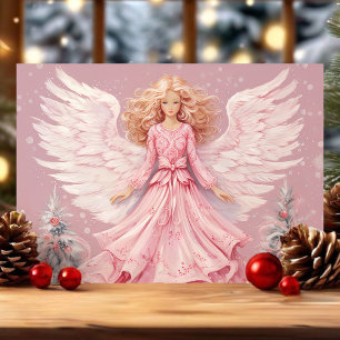 Cartes Pour Fêtes Annuelles Élégant Festive Rose Angel Noël