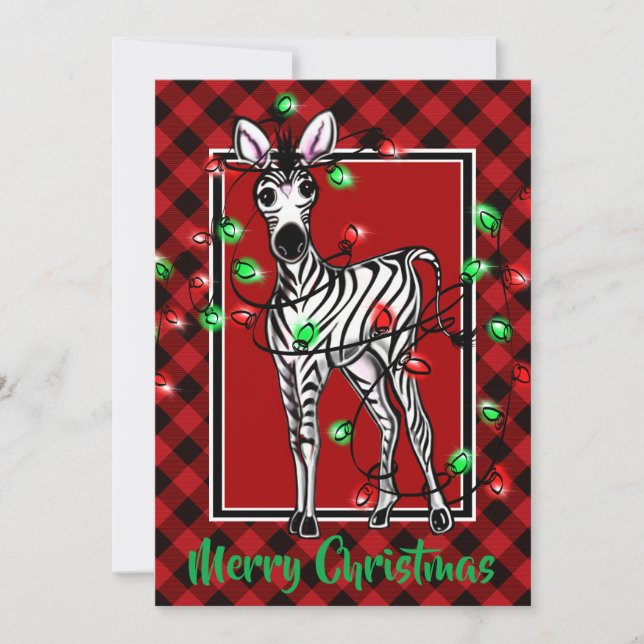 Cartes Pour Fêtes Annuelles Elégant feu de scintillement festif de Noël Zebra (Devant)